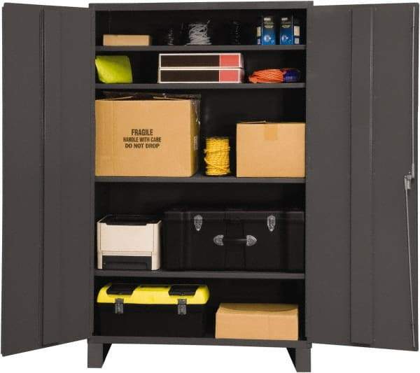 Durham - 4 Shelf Locking Storage Cabinet - Steel, 60" Wide x 24" Deep x 84" High, Gray - Caliber Tooling