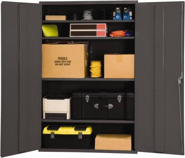 Durham - 4 Shelf Locking Storage Cabinet - Steel, 48" Wide x 24" Deep x 84" High, Gray - Caliber Tooling