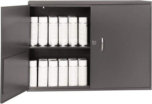 Durham - 1 Shelf Wall Storage Cabinet - Steel, 33-3/4" Wide x 11-7/8" Deep x 23-7/8" High, Gray - Caliber Tooling