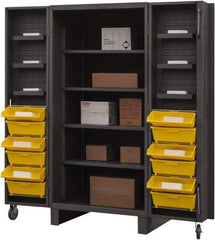 Durham - 10 Shelf 12 Bin Storage Cabinet - Steel, 36" Wide x 36" Deep x 78" High, Gray - Caliber Tooling