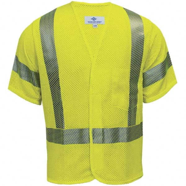 National Safety Apparel - Size 4XL Flame Resistant/Retardant Yellow Mesh Public Safety High Visibility Vest - Exact Industrial Supply