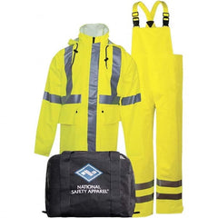 National Safety Apparel - Size XL Hi-Viz Yellow Flame Resistant/Retardant Rain High Visibility Two Piece Suit - Exact Industrial Supply