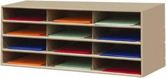 Durham - 38" Wide x 18" High x 16" Deep Steel Literature Holder - 12 Compartments, Tan, 11" Wide x 3" High x 11-5/8" Deep Compartment - Caliber Tooling