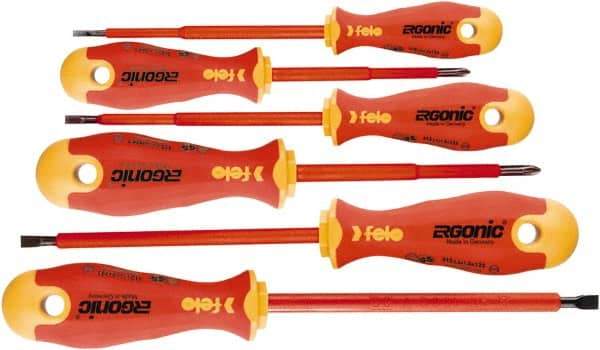 Felo - 6 Piece Phillips & Slotted Screwdriver Set - Bit Sizes: Philips #1 to #2, Comes in Cardboard/Plastic Window - Caliber Tooling