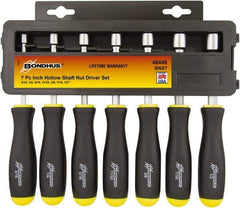 Bondhus - 7 Piece 3/16 to 1/2" Nutdriver Set - Hollow Shaft, Ergonomic Handle - Caliber Tooling