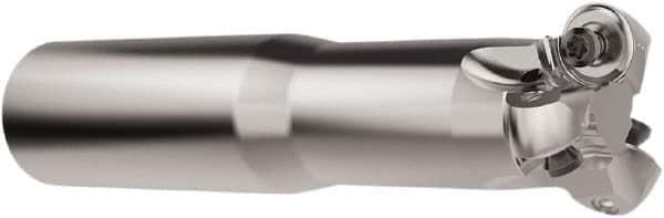 Seco - 1-1/4" Cutting Diam, 1" Shank Diam, 6mm Max Depth of Cut, Weldon Indexable Copy End Mill - 3 Inserts, RNMU12.. Insert, R217.28 Toolholder, Steel, Through Coolant - Caliber Tooling