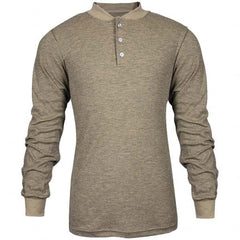 National Safety Apparel - Size L Tan Flame Resistant/Retardant Long Sleeve T-Shirt - Exact Industrial Supply