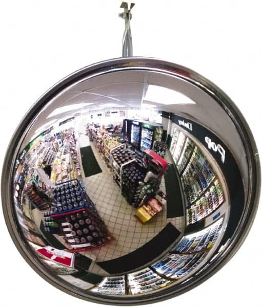 Se-Kure Domes&Mirrors - Indoor Round Convex Safety, Traffic & Inspection Mirrors - Acrylic Lens, Hardboard Backing, 16" Diam, 48' Max Covered Distance - Caliber Tooling