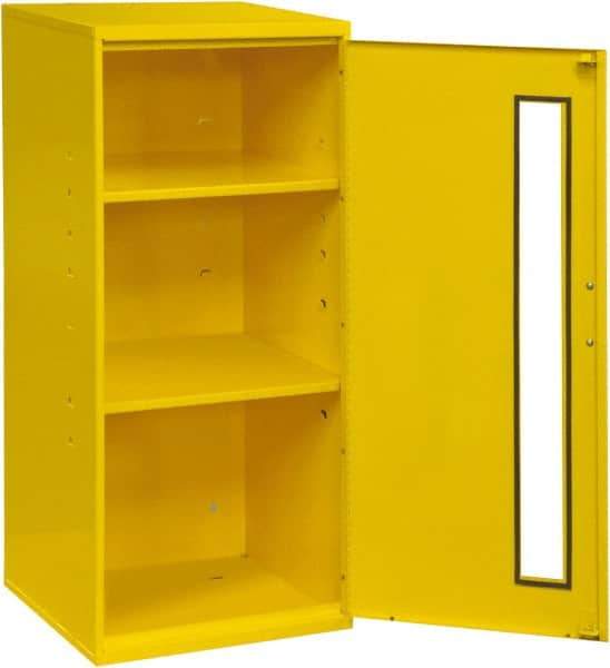 Durham - 2 Shelf Wall Storage Cabinet - Steel, 13-3/4" Wide x 12-3/4" Deep x 30" High, Yellow - Caliber Tooling