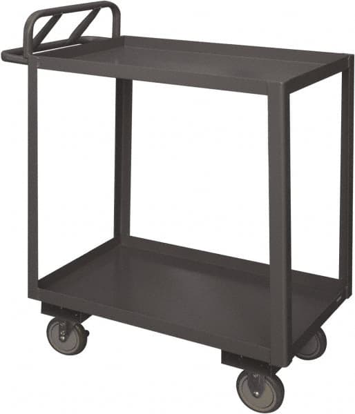 Durham - 1,200 Lb Capacity, 30" Wide x 48" Long x 38" High Service Cart - 2 Shelf, Steel, 2 Rigid/2 Swivel Casters - Caliber Tooling