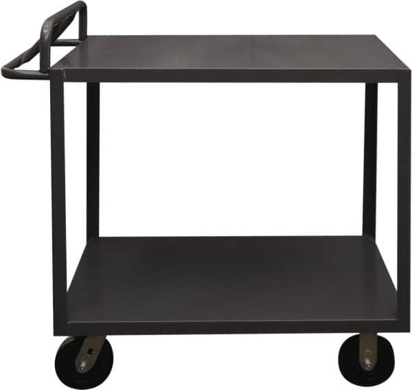 Durham - 3,600 Lb Capacity, 30" Wide x 48" Long x 39" High Service Cart - 2 Shelf, Steel, 2 Rigid/2 Swivel Casters - Caliber Tooling