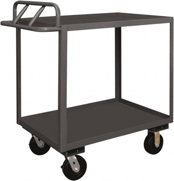 Durham - 3,600 Lb Capacity, 30" Wide x 48" Long x 39" High Service Cart - 2 Shelf, Steel, 2 Rigid/2 Swivel Casters - Caliber Tooling