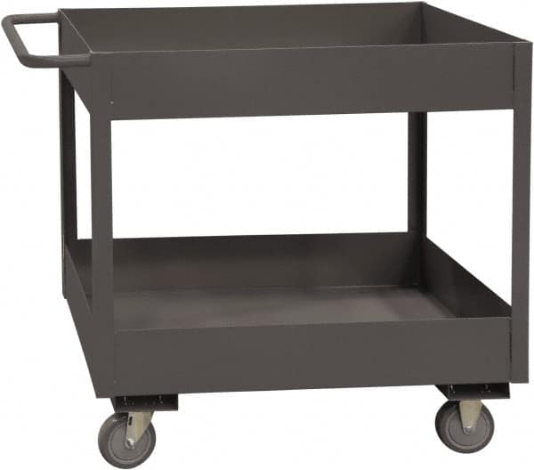 Durham - 3,600 Lb Capacity, 24" Wide x 48" Long x 39-1/16" High Service Cart - 2 Shelf, Steel, 2 Rigid/2 Swivel Casters - Caliber Tooling