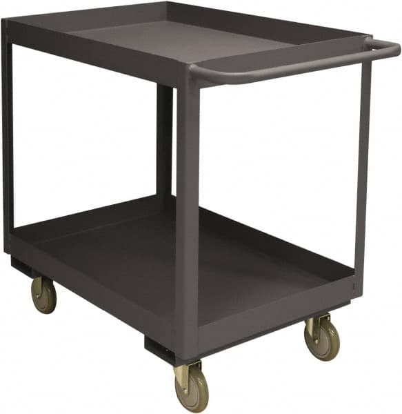 Durham - 3,600 Lb Capacity, 18" Wide x 30" Long x 38-1/2" High Service Cart - 2 Shelf, Steel, 2 Rigid/2 Swivel Casters - Caliber Tooling