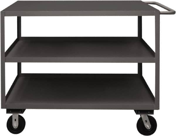 Durham - 3,000 Lb Capacity, 30" Wide x 48" Long x 37-5/8" High Service Cart - 3 Shelf, Steel, 2 Rigid/2 Swivel Casters - Caliber Tooling