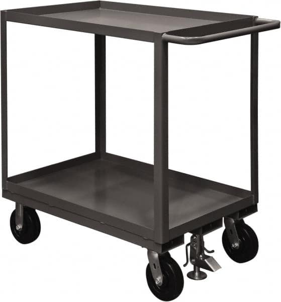 Durham - 2,400 Lb Capacity, 24" Wide x 36" Long x 37-5/8" High Service Cart - 2 Shelf, Steel, 2 Rigid/2 Swivel Casters - Caliber Tooling