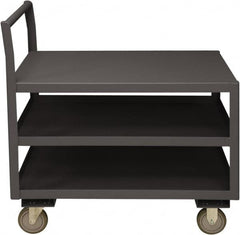 Durham - 1,200 Lb Capacity, 24-1/4" Wide x 39" Long x 37-1/2" High Service Cart - 3 Shelf, Steel, 2 Rigid/2 Swivel Casters - Caliber Tooling