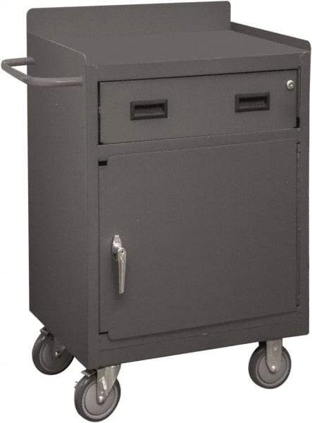 Durham - 1,200 Lb Capacity, 18" Wide x 24" Long x 39-3/4" High Mobile Cart - 1 Door, 1 Drawer, 1 Shelf, Steel, 2 Rigid/2 Swivel Casters - Caliber Tooling