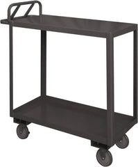 Durham - 1,200 Lb Capacity, 18" Wide x 30" Long x 38" High Service Cart - 2 Shelf, Steel, 2 Rigid/2 Swivel Casters - Caliber Tooling