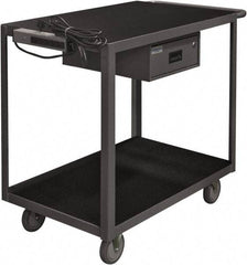 Durham - 1,200 Lb Capacity, 24" Wide x 36" Long x 39-1/2" High Instrument Cart - 1 Drawer, 2 Shelf, Steel, 2 Rigid/2 Swivel Casters - Caliber Tooling