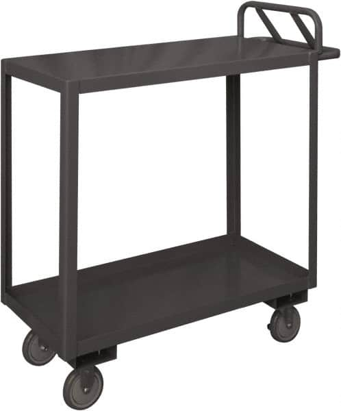 Durham - 1,200 Lb Capacity, 30" Wide x 60" Long x 29" High Service Cart - 2 Shelf, Steel, 2 Rigid/2 Swivel Casters - Caliber Tooling