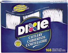 Dixie - Combo Pack, Tray with Plastic Utensils, 56 Forks, 56 Knives, 56 Spoons - White - Caliber Tooling