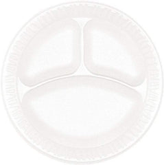 DART - Concorde Foam Plate, 3-Comp, 9" dia, 125/Pack, 4 Packs/Carton - White - Caliber Tooling