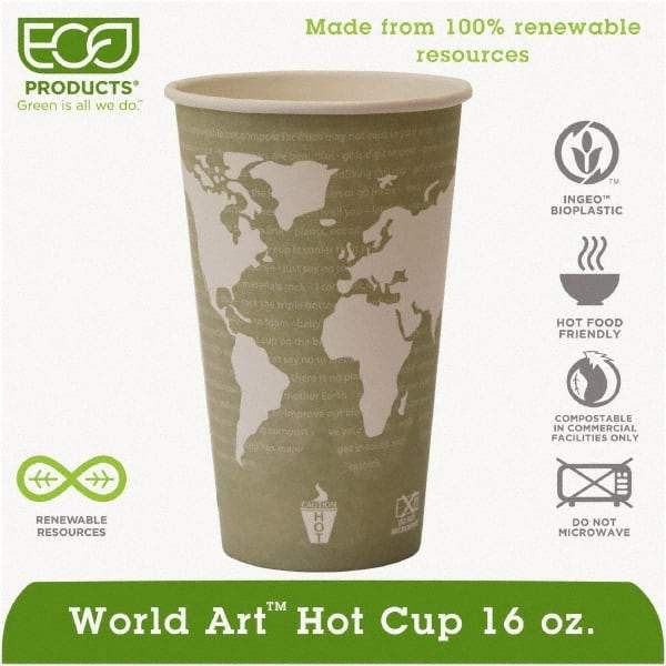 ECO PRODUCTS - World Art Renewable Compostable Hot Cups, 16 oz, 50/PK, 20 PK/CT - World Art Design - Caliber Tooling