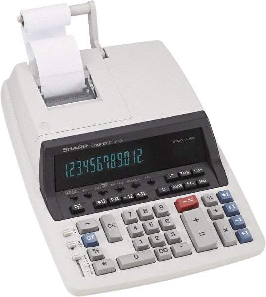 Sharp - Fluorescent Printing Calculator - 17mm Display Size, Light Gray, AC Powered, 12-1/2" Long x 8-3/4" Wide - Caliber Tooling