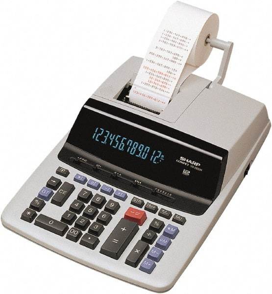 Sharp - Fluorescent Printing Calculator - 9-7/8 x 13-5/8 Display Size, Light Gray, AC Powered, 4-1/2" Long x 10-5/8" Wide - Caliber Tooling