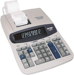 Victor - Fluorescent Printing Calculator - 8-3/4 x 12-1/2 Display Size, Light Gray, AC Powered, 6" Long x 11.9" Wide - Caliber Tooling