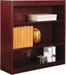 ALERA - 3 Shelf, 36" High x 35-5/8" Wide Bookcase - 11-3/4" Deep, Wood Veneer, Mahogany - Caliber Tooling