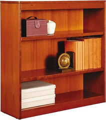 ALERA - 3 Shelf, 36" High x 35-5/8" Wide Bookcase - 13-1/8" Deep, Wood Veneer, Medium Cherry - Caliber Tooling