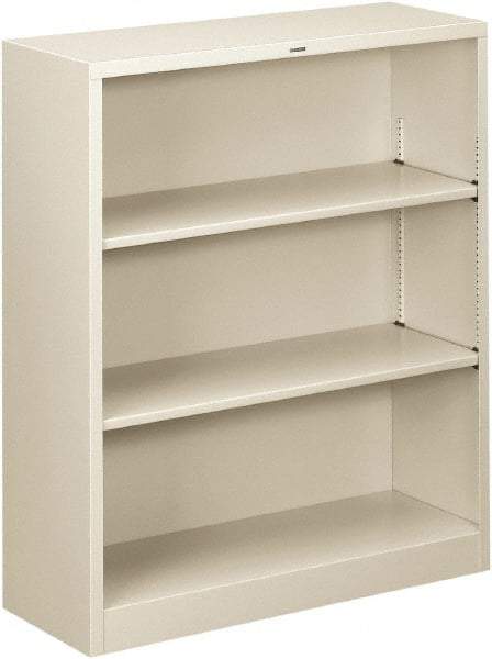 Hon - 3 Shelf, 41" High x 34-1/2" Wide Bookcase - 11-5/8" Deep, Steel, Light Gray - Caliber Tooling