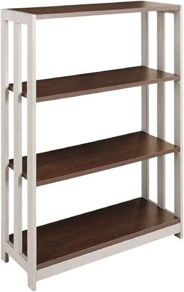 Linea Italia - 3 Shelf, 43-1/4" High x 31-1/2" Wide Bookcase - 11-1/2" Deep, Woodgrain Laminate, Mocha - Caliber Tooling