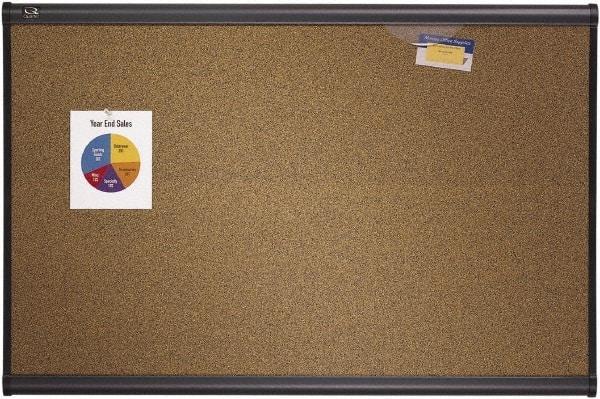 Quartet - 48" Wide x 36" High Open Cork Bulletin Board - Brown - Caliber Tooling