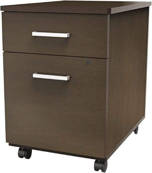 Linea Italia - 16-1/2" Wide x 23-5/8" High x 19-3/4" Deep, 2 Drawer Pedestal - Laminate, Mocha - Caliber Tooling