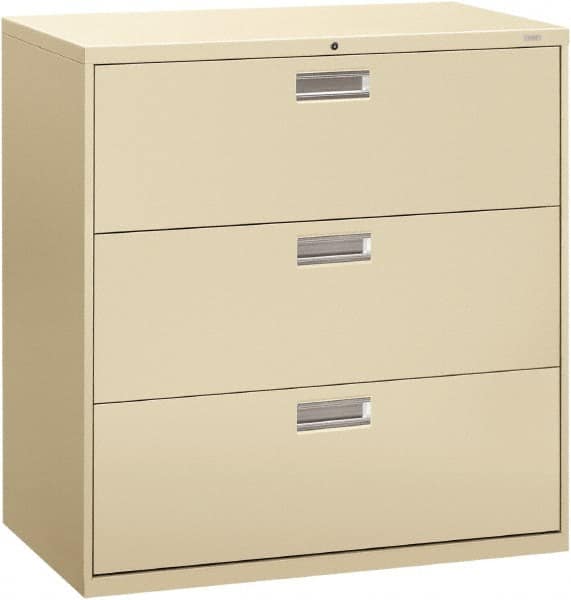 Hon - 42" Wide x 40-7/8" High x 19-1/4" Deep, 3 Drawer Lateral File - Steel, Putty - Caliber Tooling