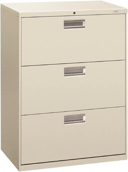 Hon - 30" Wide x 40-7/8" High x 19-1/4" Deep, 3 Drawer Roll-Out - Steel, Light Gray - Caliber Tooling