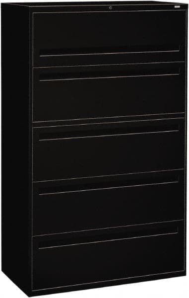 Hon - 42" Wide x 67" High x 19-1/4" Deep, 5 Drawer Roll-Out, Roll-Out Posting - Steel, Black - Caliber Tooling