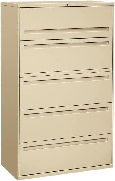 Hon - 42" Wide x 67" High x 19-1/4" Deep, 5 Drawer Roll-Out, Roll-Out Posting - Steel, Putty - Caliber Tooling