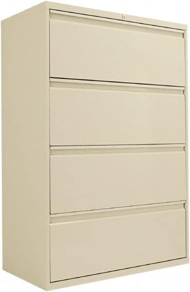 ALERA - 36" Wide x 53-1/4" High x 19-1/4" Deep, 4 Drawer Lateral File - Steel, Putty - Caliber Tooling