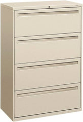 Hon - 36" Wide x 53-1/4" High x 19-1/4" Deep, 4 Drawer Lateral File - Steel, Light Gray - Caliber Tooling