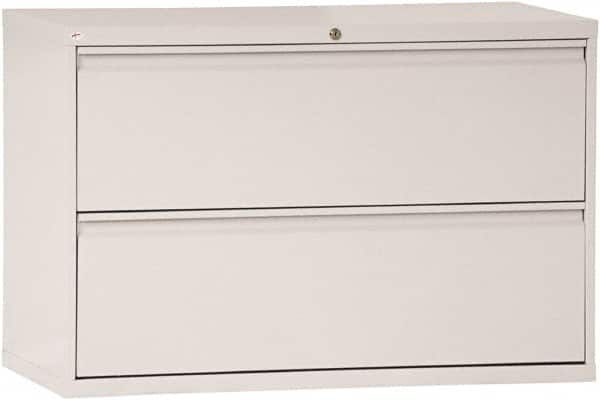 ALERA - 42" Wide x 28-3/8" High x 19-1/4" Deep, 2 Drawer Lateral File - Steel, Light Gray - Caliber Tooling