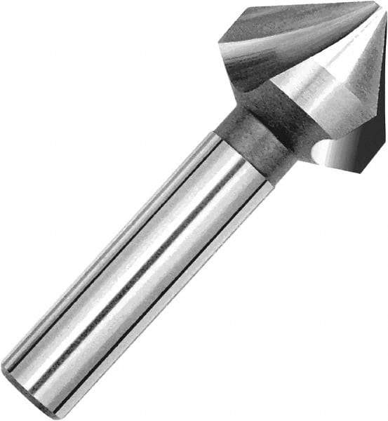 Magafor - 30mm Head Diam, 0.472" Shank Diam, 3 Flute 90° Cobalt Countersink - Uncoated, 2-3/4" OAL, Single End, Straight Shank, Right Hand Cut - Caliber Tooling