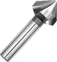 Magafor - 1" Head Diam, 3/8" Shank Diam, 3 Flute 90° Cobalt Countersink - Uncoated, 2-3/4" OAL, Single End, Straight Shank, Right Hand Cut - Caliber Tooling