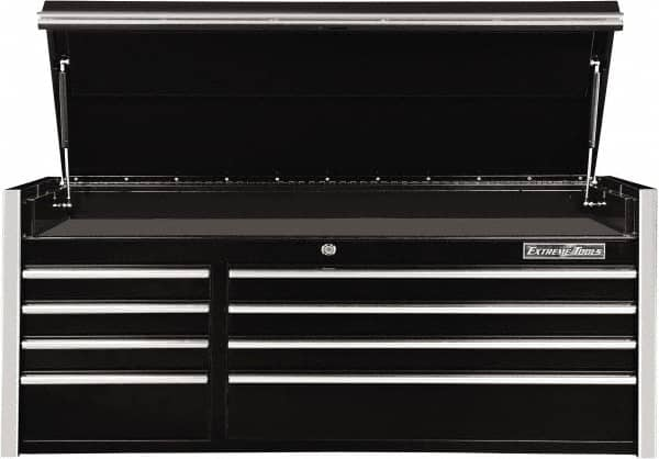 EXTREME TOOLS - 10 Drawer Top Tool Chest - 54-5/8" Wide x 25" Deep x 22-1/4" High, Steel, Black - Caliber Tooling