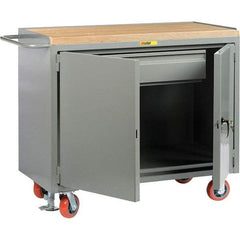 Little Giant - 3,600 Lb Capacity, 1 Drawer, 2 Door Mobile Service Bench - 41" Wide x 24" Deep x 43" High, Steel, Gray - Caliber Tooling