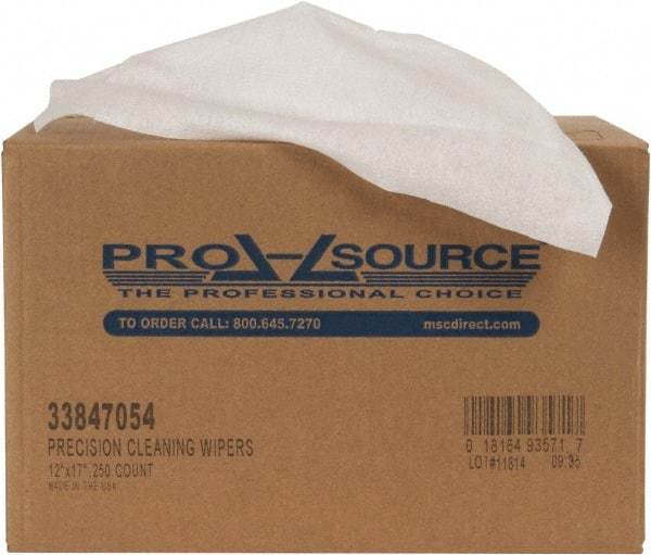 PRO-SOURCE - Dry Clean Room/Lab/Critical Task Wipes - Double Sided Box, 17" x 12" Sheet Size, White - Caliber Tooling