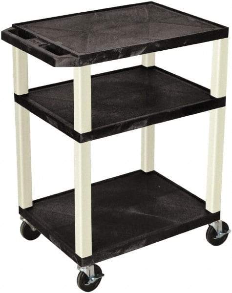 Luxor - 300 Lb Capacity, 24" Wide x 18" Long x 34" High Standard Utility Cart - 3 Shelf, Plastic - Caliber Tooling